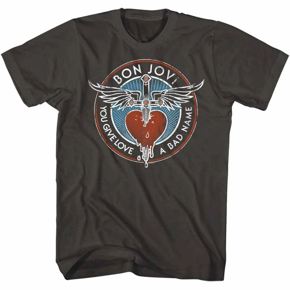Bon Jovi Bad Name Smoke Adult T-Shirt, Bon Jovi Rock Band T Shirt